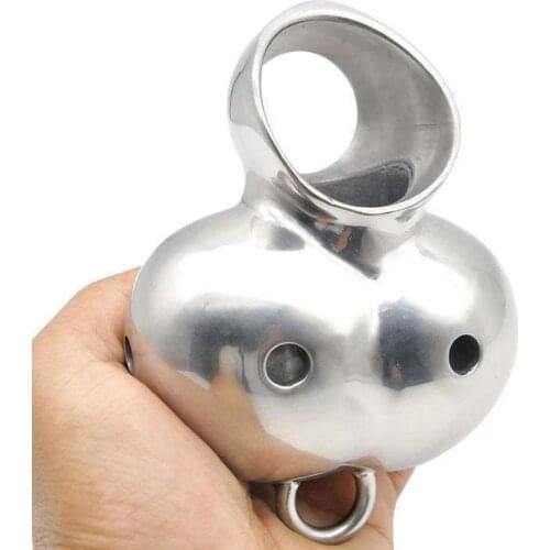 Armor Heavy Duty Ball Sleeve Scrotum Pendant Testicle Squeeze Device Stainless Steel Ball Stretchers Slave Sex Toys Balls Prison