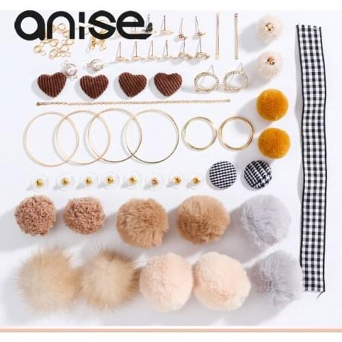 8 Pair Women Pompon Balls Long Earrings DIY Jewelry Package PomPon Dangle Earring For Handmade Gift Earrings Jewelry Making