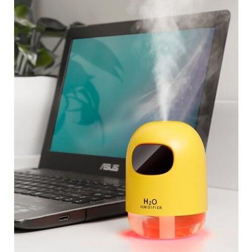 Robot Style Electric Humidifier Essential Aroma Oil Diffuser Ultrasonic Wood Grain Air Humidifier USB Mini Mist Maker LED Light