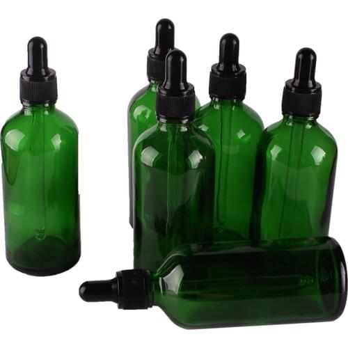 6pcs 100ml Green Glass Dropper Bottles with Pipette Empty Perfumes Bottles Liquid Jars