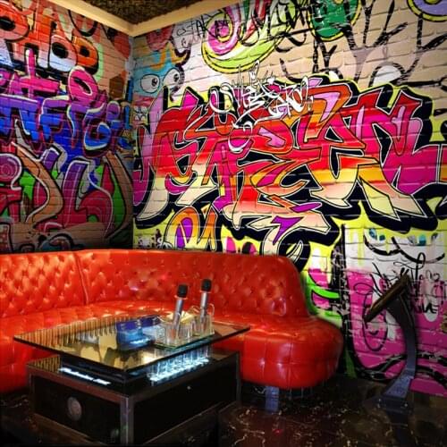 Custom Any Size Mural Wallpaper 3D Creative Graffiti Letter Fresco Restaurant Cafe KTV Bar Background Wall Decor Papel De Parede