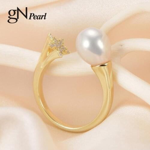 gNpearl Rings With Cubic Zirkonia For Women