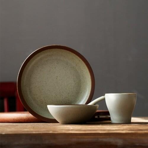 Japanese-style stoneware for one person ceramic tableware set dishes spoon cup dinner plates hotel restaurant club supplies