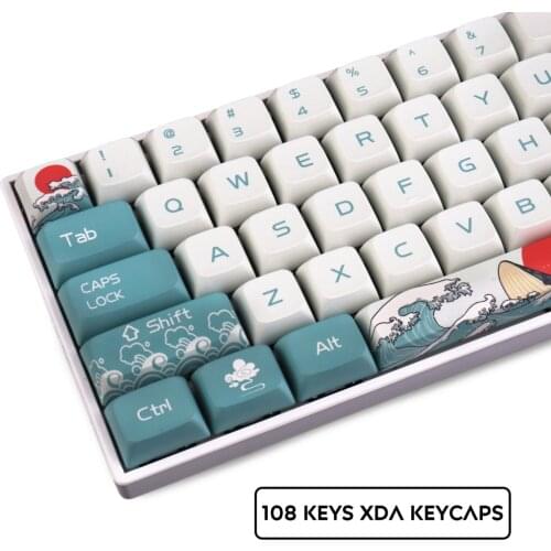 PBT Keycap 108 Keys XDA Profile DYE-Sublimation Japanese Ukiyo-e Keycaps For GK61 Cherry MX Switch Mechanical Keyboard