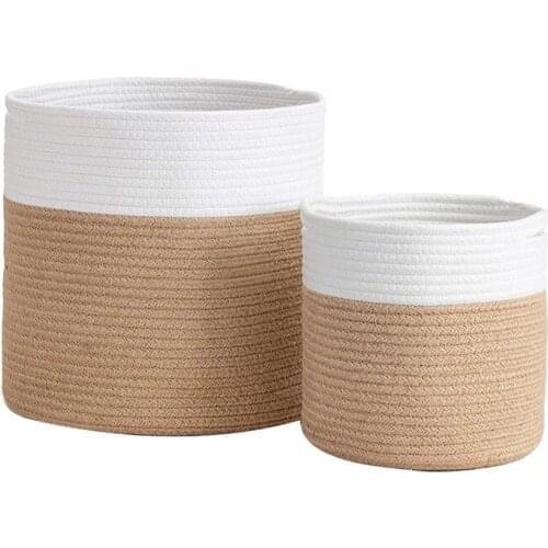 2Pcs Woven Rope Plant Basket Flower Pot Indoor Planters Decor Storage Basket Organizer Modern Plant Decor,30cm&20cm