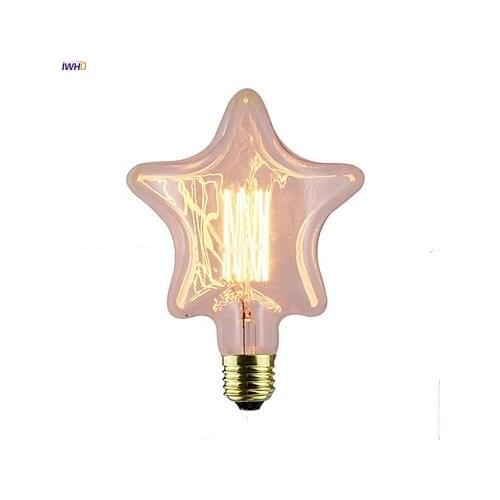 IWHD Star Ampul Edison Bulb E27 40W Industrial Decor Ampoule Vintage Lamp Light Bulb ST64 T30 Lampada Retro Lamp Bombillas