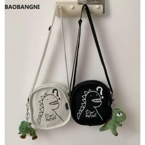 Fashion Womens Mini Cross-body Bag Outdoor Dinosaur Canvas Shoulder Bag Messenger Bag Female Purse And Handbags