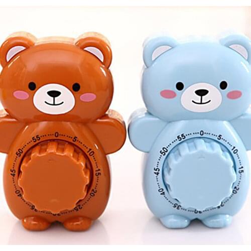Cartoon Bear Students Time Manager Alarm Clock, 60 Minutes Stopwatch Time Timers Kitchen Baking Cooking Digital Time Reminder