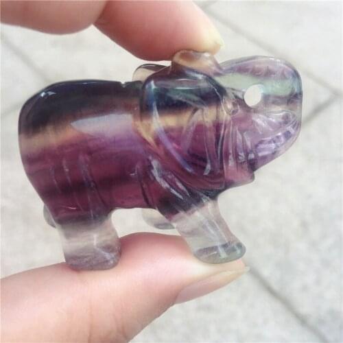 Natural fluorite crystal Hand-carved Elephant home decoration healing crystals wedding decoration Jewelry Gift 1Pcs