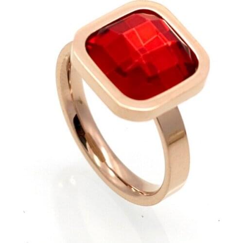 2017 new women red/purple/blue crystal rose/silver/gold color round stainless steel jewelry good quality jewelry ring R38