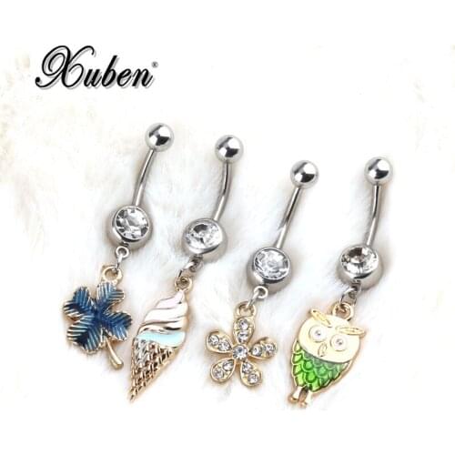 New Anti Allergy Lounger Titanium Earrings Ear Nail Belly Button Rings Navel Piercing mix style Crystal Jewelry