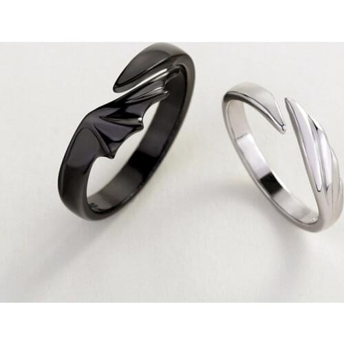 Ins New Angel and Devil Couple Rings Men and Women Korean Simple Black White Rings Student Gift Jewelry for Engagement Accessary