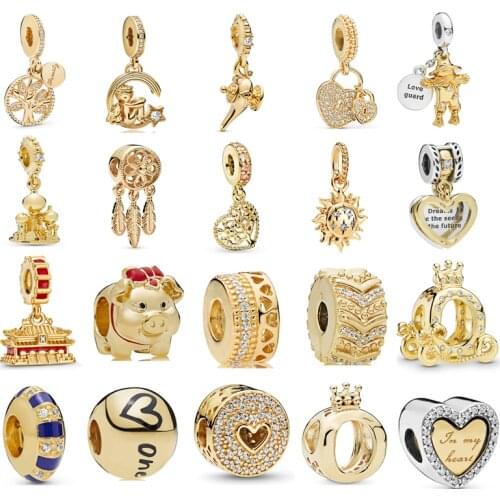 New charm original gold series pig Scarecrow Beaded pendant suitable for Pandora lady bracelet necklace jewelry DIY