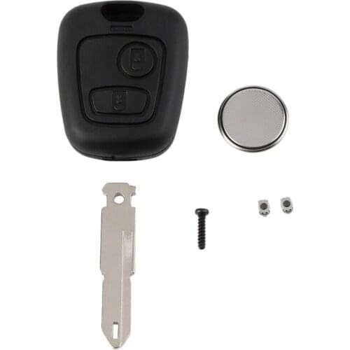 New Car Styling 2 Buttons black Remote Key Fob Case Shell Blade Cell Battery For Peugeot 206 Key Hot sale