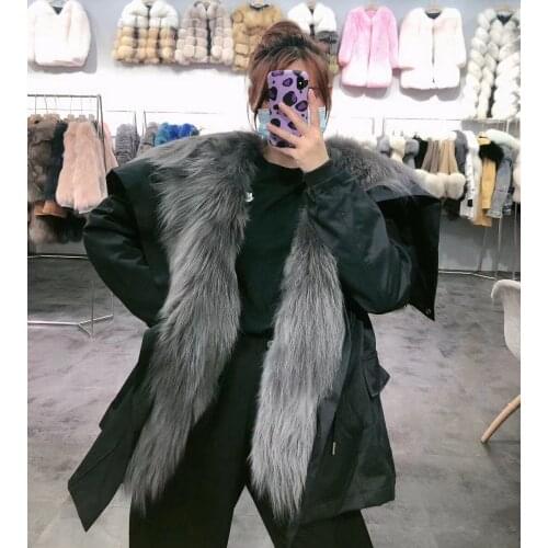 OFTBUY 2021 Brand Luxury Parka Natural Real Fox Fur Coat Winter Jacket Women Thick Warm Outerwear Streetwear Removable New