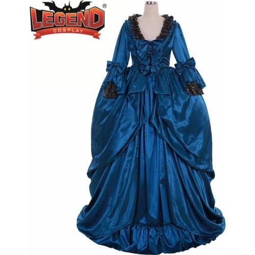 18TH century colonial Marie Antoinette blue Gown Dress Rococo 18th Century blue medieval colonial dress gown medieval dress