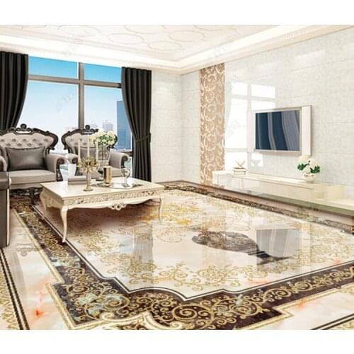 Custom Wallpaper 3D PVC Floor Sticker European pattern vase marble Living Room Bedroom Floor Decor Mural Wallpaper Decal