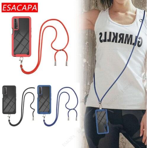 Shockproof Bumper Silicone Phone Case For Huawei P Smart 2021 Y9A 3 in 1 Lanyard Chain Cover For Huawei Mate 40 Pro Plus PPA-LX2