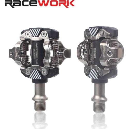 Racework MTB Pedals Mountain Bike All-alloy CR MO Steel Self-Locking With Clips Doubleside SPD Clipless Pedal Ultralight Bearing