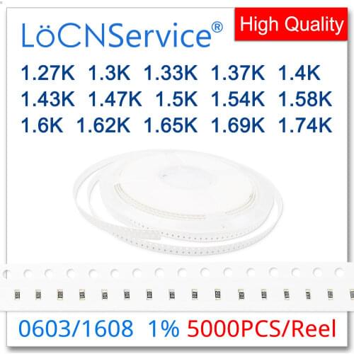 LoCNService 1206 1% 5000PCS 1.27K 1.3K 1.33K 1.37K 1.4K 1.43K 1.47K 1.5K 1.54K 1.58K 1.6K 1.62K 1.65K 1.69K 1.74K 3216 Resistor