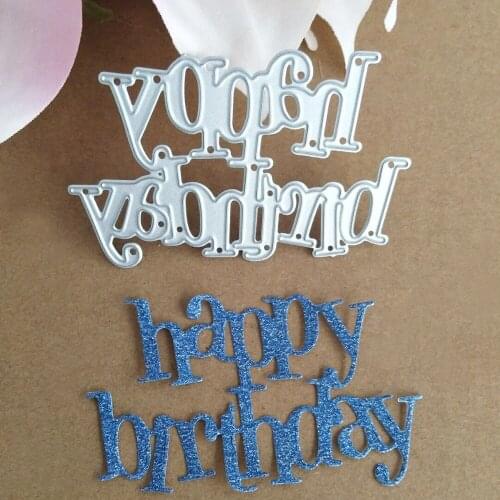 Happy birthday English art font new cutting mold scrapbook mold metal embossing business card printing die DIY
