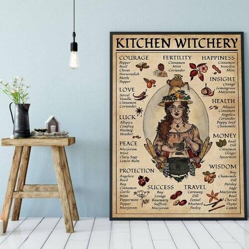 Self-adhesive wall stickers Kitchen Witchery Woman Posters and Prints Decoration Witches Magic Knowledge Art Gifts Home Decor
