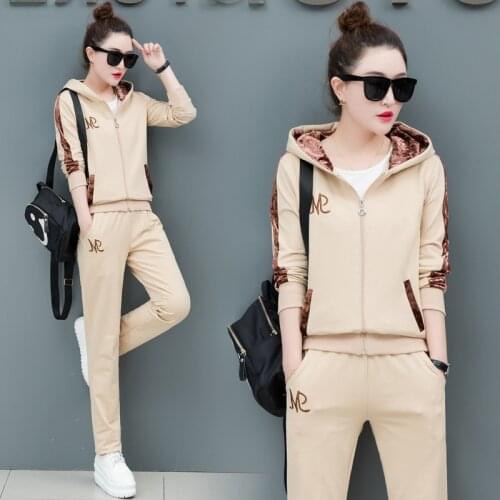 3PCS Women Tracksuit Sportswear Loose Spring Autumn Running Jogging Outfits Workout Casual Set Sport Suit Sweatshirt+pant+jacket