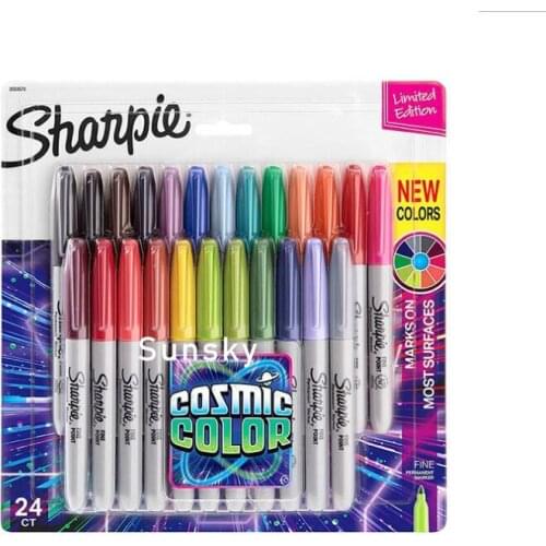USA Original Sharpie cosmic color permanent marker new 24CT colors 2033573 marks on most surface DIY experience fine point