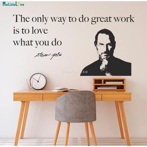 Steve Jobs Lettering Wall Sticker Studio Wall Decal Decor for Office Removable Vinyl Word Quote Great Job Wall Art Murals YT1164