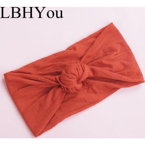 1pcs Super Soft Wide Nylon Headbands Knot Bows Baby Girls Turban Head Wraps Traceless Girls Hairbands Head Wear