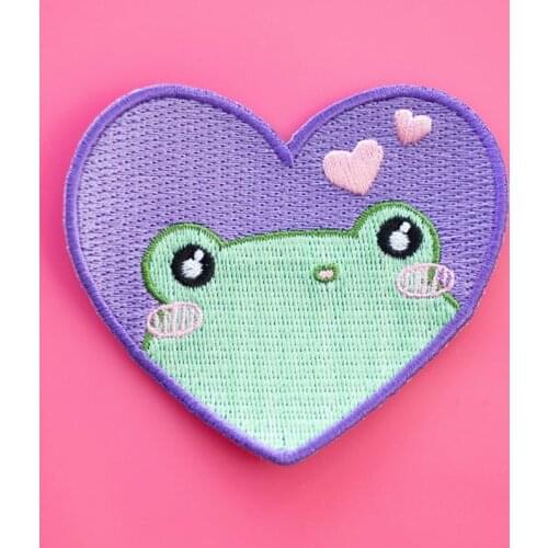 Cute Frog Blubru Patch Iron on for Clothes Sewing Cartoon Stickers Kids Dress Shirt Animal Badges Custom Patch Decoration