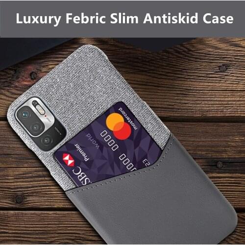 Febric Card Holder Cover For Xiaomi Redmi Note 10 5G 10S Coque Cloth Texture Antiskid Funda For Xiomi Redmi Note 10 Pro Max Case