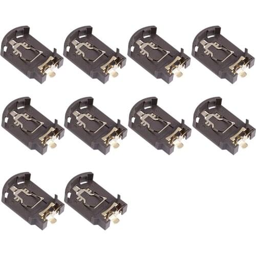 Uxcell 10 Pcs CR2032 Horizontal Coin Button Battery Holder Brown Container Case