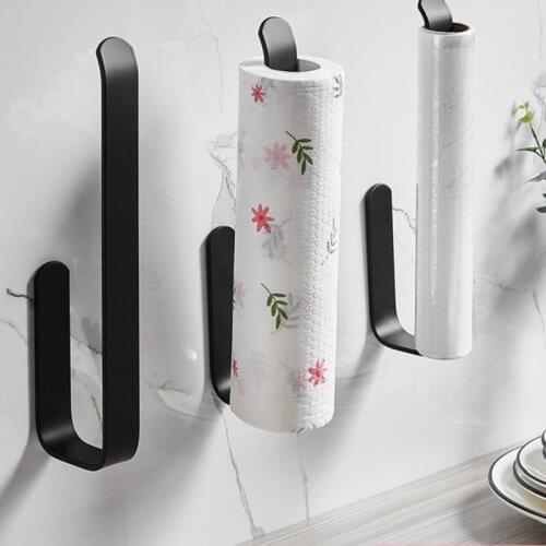 Hanger Hook Rack Non-Punching Wall-Mounted Paper Towel Rack Kitchen Paper Rack Carbon Steel Fresh-Keeping Film Receiving