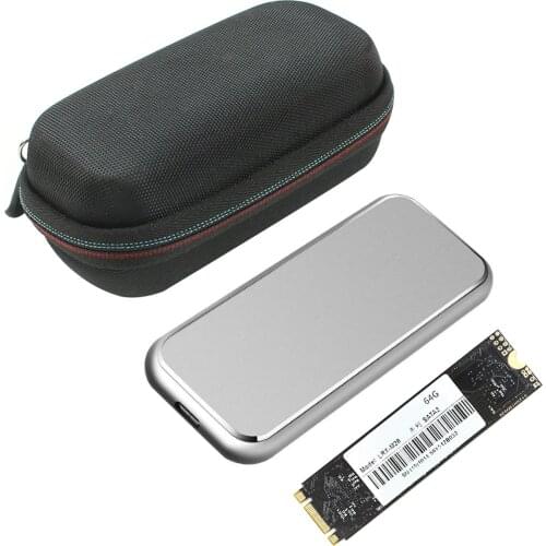 XT-XINTE Solid-State Drive 22*80mm HDD with M.2 B-key SATA SSD to USB3.1 10Gbps Hard Disk Box & Shockproof Protective Hard Case