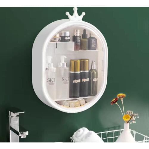 Cosmetic Storage Box Wall-mounted Large-capacity Skin Care Product Rack Free Punching Dustproof Bathroom Make Up Organizer Box