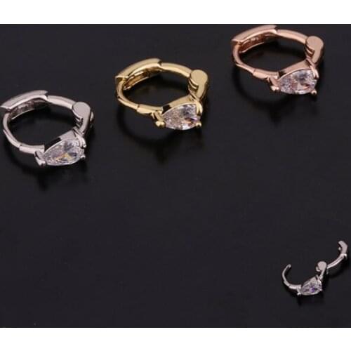 1 PCS Small Heart Zircon Circle Hoop Ear Bone Cuff Earring for Women Men Simple 8 mm Closed Round Copper Ear Clip Jewelry