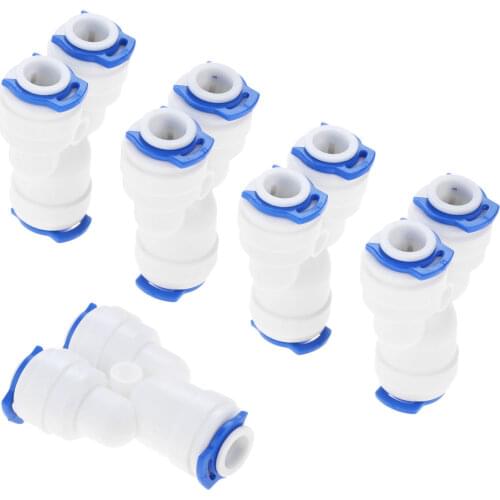 5Pcs Reverse Osmosis System Y Fitting Quick Coupling Equal 3 Way 1/4" 6.35mm OD RO Water Hose Tube Plastic Coupling Connector