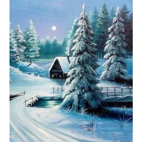 5D DIY Diamond Painting Square/Round Diamond Landscape Painting Winter Landscape Picture Cross Stitch Embroidery Decor WG3006