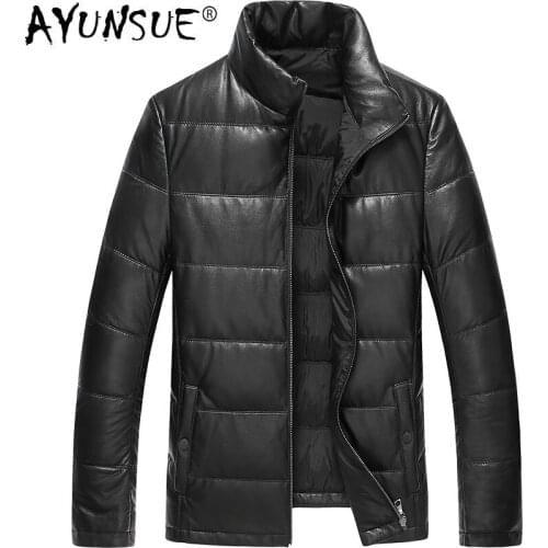 AYUNSUE Autumn Winter Genuine Leather Jacket Men Sheepskin Coat Duck Down Jacket Men Warm Real Chaqueta Cuero Hombre CM-130085