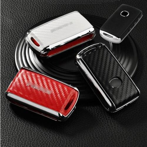Carbon Fiber Metal Car Key Fob Case Cover Holder Shell For Mazda 3 Alexa CX4 CX5 CX8 2019 2020 3Button Smart Remote Accessories