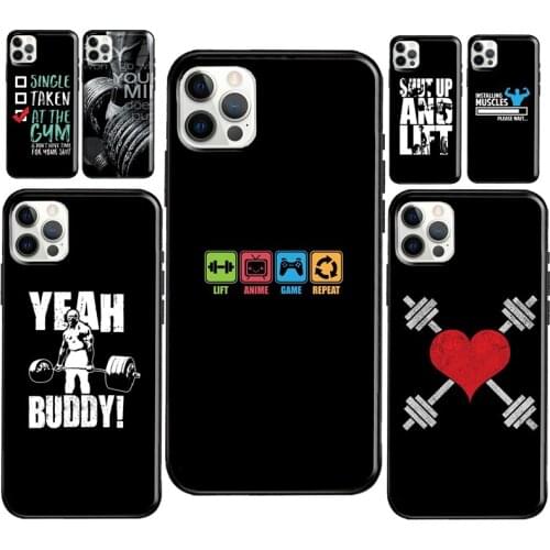 Bodybuilding Gym Fitness Quotes Phone Case For iPhone 12 Pro Max 12 Mini SE 2020 8 7 Plus 11 Pro Max X XS Max XR Cover