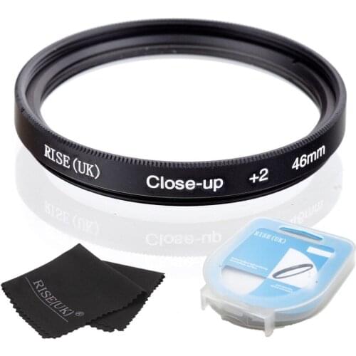 HOT SALE RISE(UK) 46mm Close-Up +2 Macro Lens Filter for Nikon Canon SLR DSLR Camera + filter case + gift