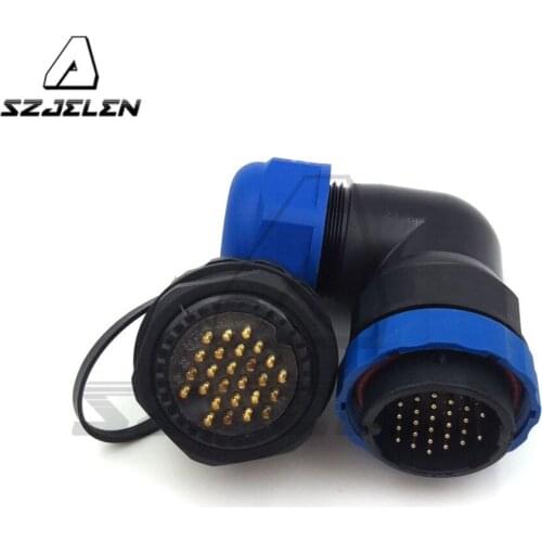 D28TA-ZM, 90 degree elbow waterproof connector 26pin plug and socket , IP67 , Current Rating 5A