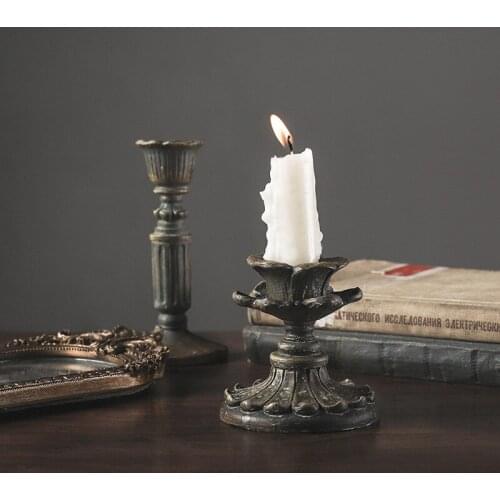 French Classical Candlestick European Retro Candle Holder Vintage Nostalgic Candle Stand Decoration Photography Props Craft