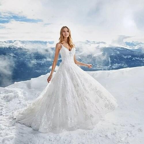 Robe de Mariee Plus Size A-line Wedding Dresses Appliques Tulle Luxury Vestido de Noiva Backless Vintage Hochzeitskleid