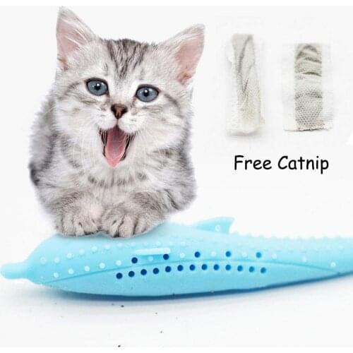 Interactive Pet Cat Self-Cleaning Toothbrush with Catnip Toy Silicone Molar Stick Teeth Cleaning for Cats Kitten Kitty Supplies