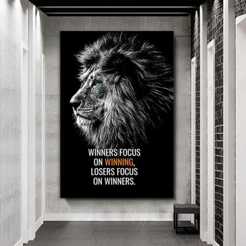 Wild Animal Poster Letter Motivational Quote Wall Art Canvas Painting Lion Tiger Pictures Print Office Home Decorative Paintings