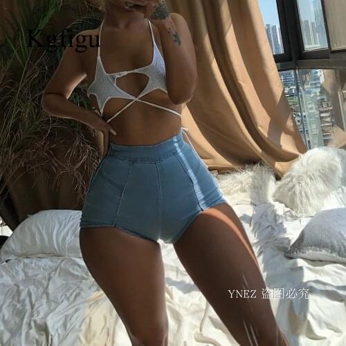 KGFIGU 2021 New Arrival High Waist MIini Jean Breathable Sexy Skinny Female Elasticity Clothing Women Shorts