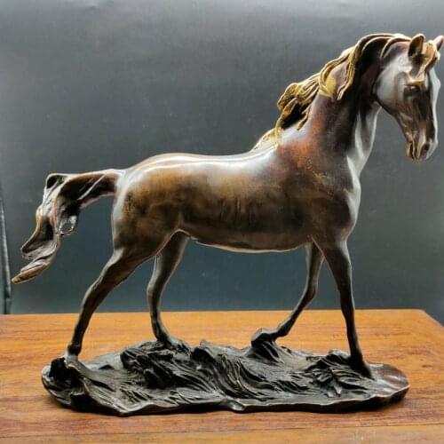 Make old European Running Horse Statue Creative Copper Animal Sculpture Modern Art Display Room Decor Ornament Home Decoration